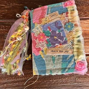 Junk Journal Colorful Floral Bright Pastel Handmade Softcover Decorated Journal